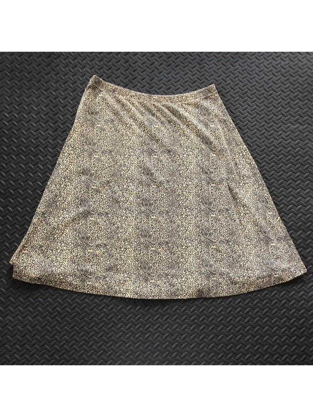 90s SILVER THREADS LEOPARD PRINT POLYESTER COTTON BLEND CIRCLE SKIRT SIZE LARGE